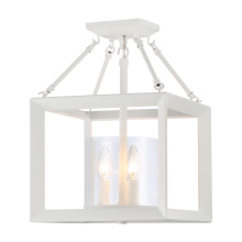 Golden Canada 2073-SF NWT-CLR - Golden Lighting Smyth 3-light 17"H Semi-Flush Mount in Natural White and Clear Glass